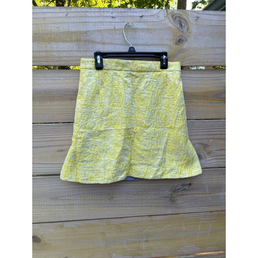 Louis Vuitton Yellow Textured Jacquard Mini Skirt A-Line Gold LV Zipper Pull